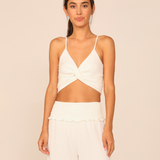Coconut Milk Rib Knit Twist Front Tank