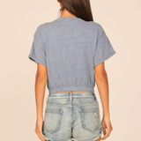 Island Blue Heathered Slub Elastic Bottom Tee