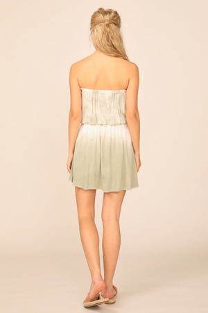 Summer White/Olive Dip Dye Crochet Dress