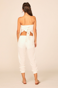 White Rayon Crinkle Crochet Handkerchief Top