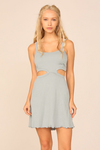 Ocean Water Rib Knit Cutout Dress