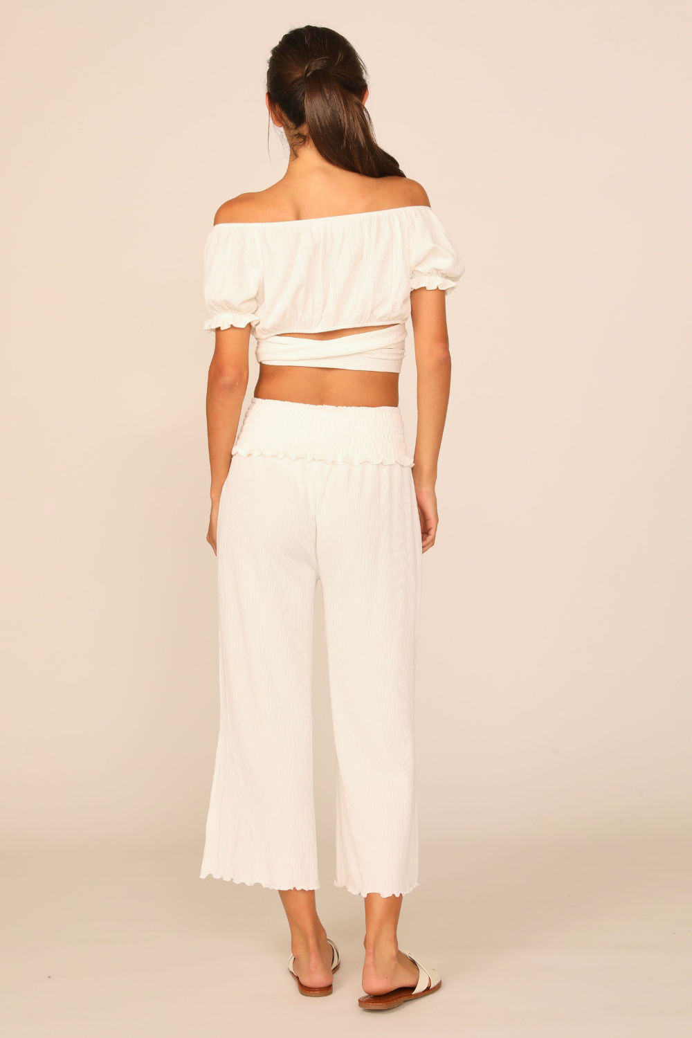 Coconut Milk Rib Knit Wrap Crop Top