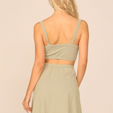 Soft Olive Rib Knit Cutout Dress