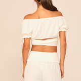 Coconut Milk Rib Knit Wrap Crop Top
