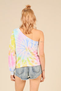 Sunshine Swirl Tie Dye Burnout One Shoulder Top
